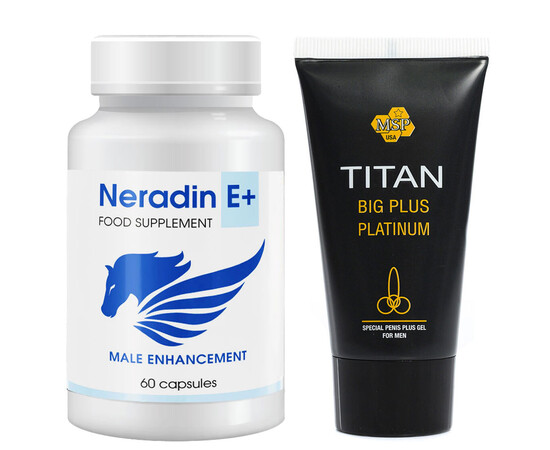 Neradin + Vitamina E capsule per l'erezione 60 pezzi + Titan Gel Platinum - Sblocca il tuo pieno potenziale per l'ingrandimento del pene prezzo